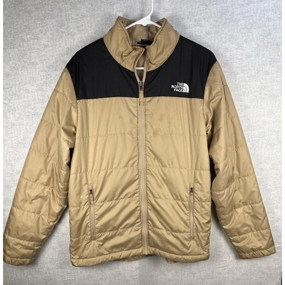 The North Face Men's Packable Puffer Jacket Size Medium Light Weight Black/Tan